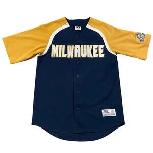 Vintage Y2K Milwaukee Brewers MLB Baseball Dynasty Stitched Jersey Size Medium